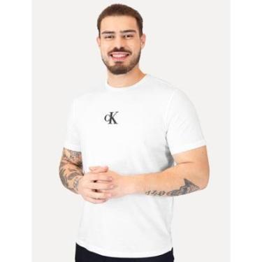 Imagem de Camiseta Calvin Klein Jeans Masculina Logo CK Frontal Branca-Masculino