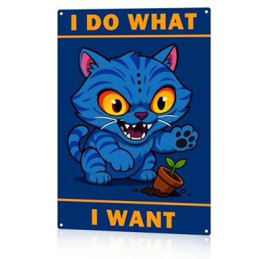 Imagem de Placa de metal Derpy Tiger "I Do What I Want", placa de arte de parede vintage humorística para casa, bar, caverna masculina, escritório, cozinha, sala de jogos, berçário, café, decoração de parede