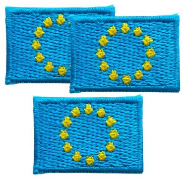 Imagem de Pequenas bandeiras bordadas da União Europeia com aplique de patch bandeiras nacionais para roupas, bonés, bolsas, coletes, uniformes militares, remendo bordado tamanho minúsculo 0,6 x 1,25 cm/lote de
