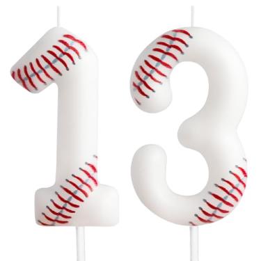 Imagem de Vela de aniversário, velas com número de aniversário com tema de beisebol, topo de bolo de vela para meninos, meninas, crianças, topo de bolo de aniversário, reuniões temáticas, suprimentos de festa