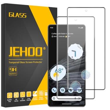 Imagem de JEHOO [Pacote com 2] Protetor de tela para Google Pixel 7 Pro de 6,7 polegadas, vidro temperado 9H, desbloqueio de impressão digital, fácil instalação, sem bolhas, ultratransparente