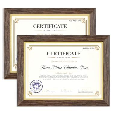 Imagem de Heimlove Molduras de certificado 21 x 27 cm com acrílico transparente, moldura de documento para exibição de parede e mesa, moldura de graduação, marrom com acabamento dourado, 2 pacotes