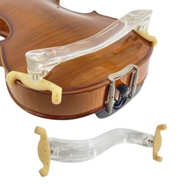 Imagem de Yinfente Descanso de ombro ajustável para violino 4/4 tamanho completo acrílico transparente para pés de silicone para violino 3/4 transparente