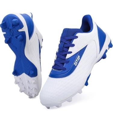 Imagem de ziitop Chuteiras de beisebol masculinas de softbol com gramado, Branco, azul, 44