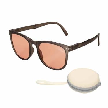 Imagem de HARFINGTON Óculos de sol para mulheres e homens, óculos de sol modernos dobráveis em policarbonato com caixa simples de proteção solar para dirigir, fazer compras e tirar fotos, roxo