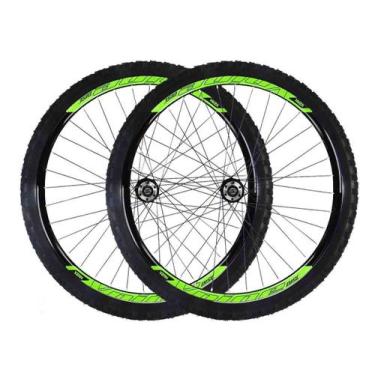 Imagem de Roda 29 vzan vnine 36f preto e verde com cubo k7 e pneus