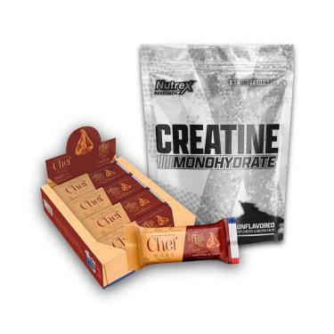 Imagem de Kit Barra de Proteína Premium 12un - Chef Whey + Creatina Monohydrate Pura 500g - Nutrex Research-Unissex