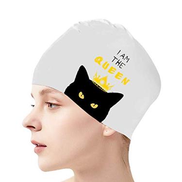 Imagem de QIVANLIFE Touca de banho para mulheres cabelo longo cacheado, design ergonômico 3D capas de silicone para natação para mulheres jovens meninas ideais para cabelos curtos e longos
