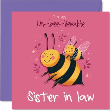 Imagem de Stuff4 Cartão de aniversário Sister in Law - Un-bee-lievable - Cartão de feliz aniversário para cunhada do irmão irmão, 5,7 polegadas Un-lievable Bday Cartões comemorativos