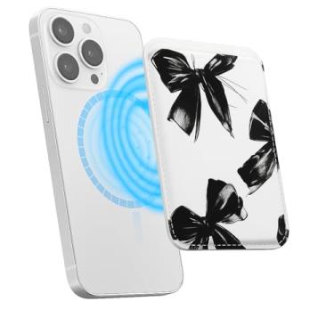 Imagem de Suporte magnético para iPhone, carteira fina de couro PU, capa para cartão, capa traseira para cartão, acessório de telefone fofo