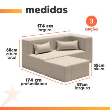 Imagem de Sofá Puff Canto in Box Modular 3 em 1 Boucle - Smart Pack