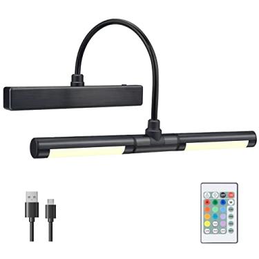 Imagem de HONGUT Luzes de pintura sem fio com controle remoto, luz de imagem recarregável, 28 LEDs cabeça de luz rotativa com mudança de cor 12, luz de tela regulável com temporizador para moldura, retrato, arte, dardo-preto