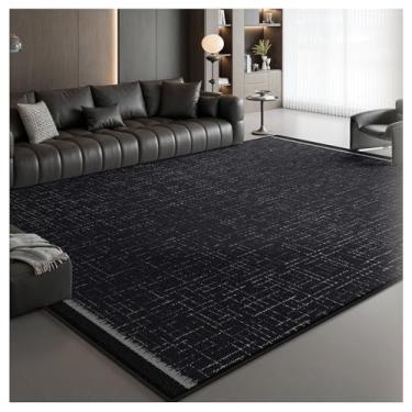Imagem de SPXMQSS Tapetes laváveis para sala de estar, preto macio tapete de sala de estar antiderrapante e resistente a manchas tapetes grandes para sala de jantar, escritório, quarto, sofá e mesa de centro D