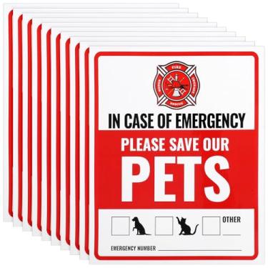 Imagem de LXUEJIE 10 adesivos de alerta de segurança contra incêndio para animais de estimação, adesivos de sinal de alerta para animais de estimação, adesivos de segurança de alarme de animais de estimação de