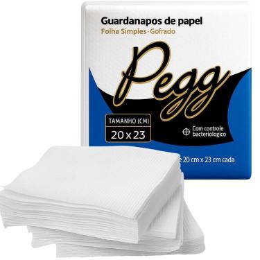 Imagem de Kit Guardanapo Branco De Papel Pegg Gofrado 20X23Cm 20 Un.