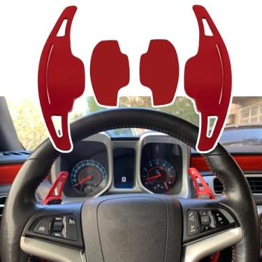 Imagem de johntruck Capa de extensão de câmbio de volante de alumínio para Chevy Chevrolet Camaro 2012 2013 2014 2015 e Cadillac CT6 XT5 2016 2017 2018 2019 Acessórios interiores (vermelho)