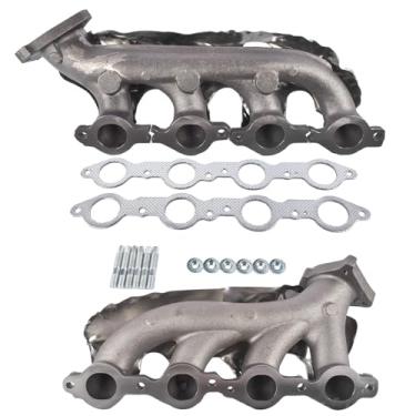 Imagem de TEKKOAUTO Conjunto de reposição Ex Manifolds esquerdo e direito para Cadillac Escalade Chevy GMC Silverado Savana Sierra 1500 2500 3500 Tahoe Yukon 674522 674732