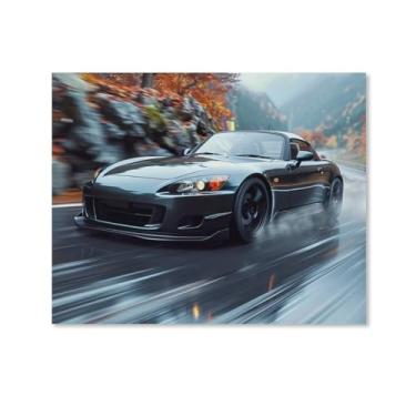 Imagem de HouLaiZhe Rainy Day Speed Jdm Car S2000 Posters Tela Estética Decoração de Quarto Pintura de Parede Impressões Sala de Galeria Decoração de Parede para Quarto Sala de Estar Escritório 11 x 14