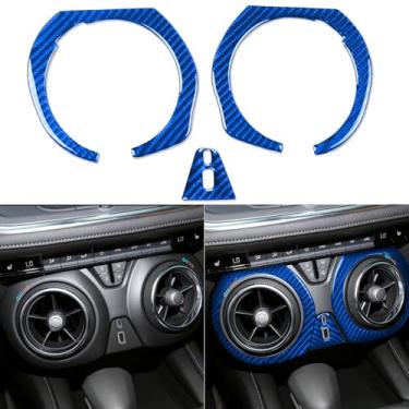 Imagem de GDFJGD Acessórios de fibra de carbono azul escuro do painel do painel do painel do carro kit de acabamento do kit de acabamento interior adesivo decalque compatível com Chevrolet/Chevy Blazer 2019