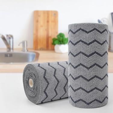 Imagem de Rolo de pano de limpeza Lazy Tearable, toalha de limpeza de microfibra, lenços reutilizáveis multiuso para cozinha, limpeza doméstica (20 peças) (cinza)