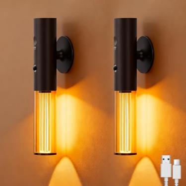 Imagem de Lâmpada noturna com detecção de movimento automática - 3 modos personalizáveis, luz LED operada por bateria para espaços escuros (conjunto de 2)
