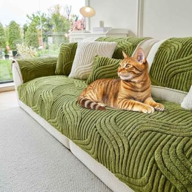 Imagem de OTOB Capa de sofá para todas as estações para cães, lavável, antiderrapante, ultramacia, para sofá de 3 almofadas, protetor de móveis, 1 peça (verde Matcha, 89,9 x 180 cm)