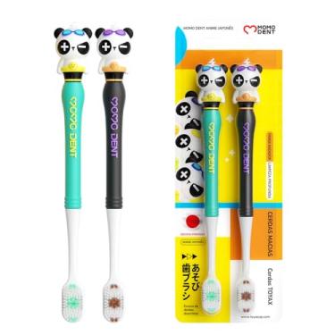 Imagem de MOMODENT Escova de Dente com Cerdas Macias 2 unidades, Para Jovens e Adultos, Cerdas Ultramacias e Densas, Design Fofo de Panda, Limpeza Suave e Proteção das Gengivas, Portátil e Prática para o Uso Diário
