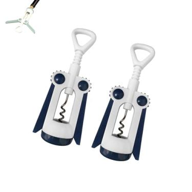 Imagem de PLAYTHROUGH Pacote com 2 saca-rolhas de asa, abridor de vinho com aderência ergonômica, abridor de garrafas para casa, bar (azul escuro)