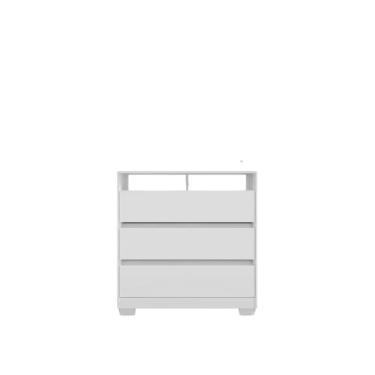 Imagem de Comoda San José Branca Com 3 Gavetas 90x96 Para Tv Até 39 Polegadas EdeCasaMoveis