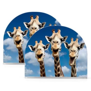 Imagem de Wassud Suporte de guardanapo acrílico de três girafas, dispensador de guardanapo de papel moderno em forma de U para mesa, cozinha, sala de jantar, bancada 2 peças (comporta 50-60 guardanapos)