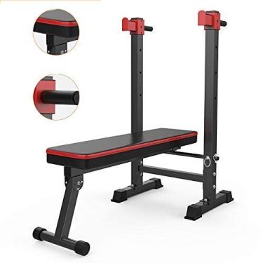 Imagem de LMJYU Barras de puxar para halterofilismo cama agachamento rack masculino fitness barra rack supino suporte ajustável suporte de treinamento de força prateleira multifuncional casa interior ginásio