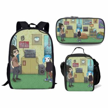 Imagem de Conjunto de mochilas Sallys Faces Cartoon Kids School Nylon 3 unidades