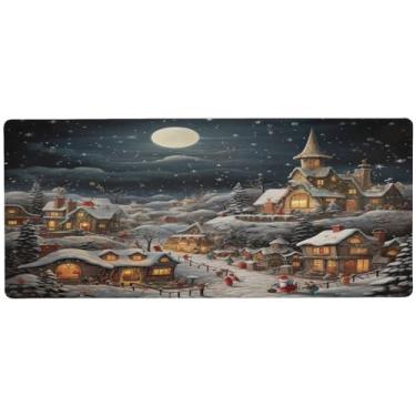Imagem de Wassud Mouse pad de véspera de Natal para jogos com base de borracha antiderrapante, mouse pad longo para teclado de computador com borda costurada, almofada grande à prova d'água para escritório