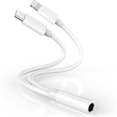 Imagem de [Certificação Apple MFi] Adaptador de fone de ouvido para iPhone 17 16 15 14, 2 em 1, Lightning/USB C para fone de ouvido de 3,5 mm, adaptador auxiliar para iPhone 17, 16, 15, 14, 13, 12, 11