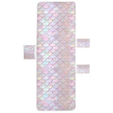 Imagem de STAYTOP Linda capa de toalha de espreguiçadeira com escamas de sereia, capa de espreguiçadeira macia, capas de cadeira de praia com bolsos para jardim ao ar livre, pátio, pátio, banhos de sol, gramado