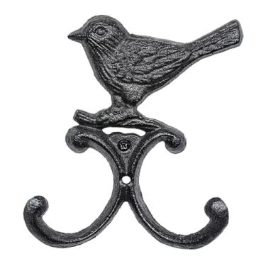 Imagem de Bothyi Gancho de parede duplo em ferro fundido com formato de pássaro, estilo retrô, versátil, ideal para pátios, jardins e áreas internas e externas, Style a