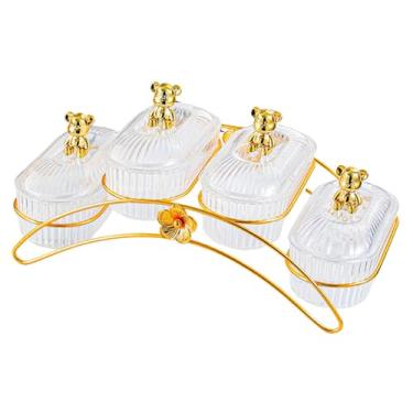 Imagem de Bothyi Cesta de frutas, porta-lanches, expositor, decoração, bandeja de café da manhã, tigela, armazenamento com 4 compartimentos para festas, hotéis, Claro