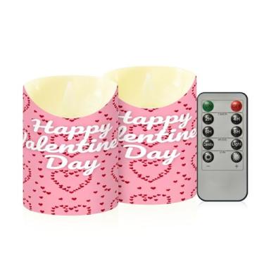 Imagem de Wassud Pacote com 2 velas sem chamas de coração feliz dia dos namorados com controle remoto, velas realistas cintilantes com temporizador, velas decorativas para Natal, casamento, festa, decoração de