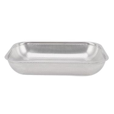 Imagem de Cryfokt Cesta de Filtro Retangular Durável de Aço Inoxidável para Fácil Drenagem para Lavar Frutas e Legumes, 1 X Filtro de Peneira de Aço Inoxidável, Adequado para Cozinha (Tamanho pequeno)