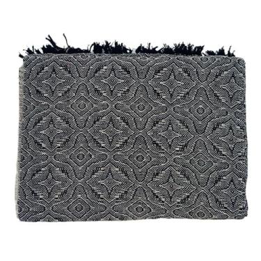 Imagem de Manta de Algodão Grande para Sofá Casal King 3,00X1,80M Grande 2,40X1,80m Pop pequena 2,20X1,50M sua casa(Flor do sertão branco c/preto)