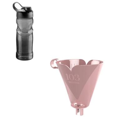 Imagem de Kit com 1 Suporte de Filtro de Café Rosa 103 + 1 Garrafa Fitness Plastica 500ml Preta