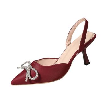 Imagem de Sandálias femininas de salto alto de bico fino para uso casual e versátil primavera verão moderno calçado de lazer ao ar livre inclui caixa de sapatos, Vinho vinho, 39