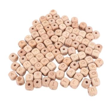 Imagem de Greensen Contas de Alfabeto Em Madeira, Contas de Letras Em Madeira de Faia 12mm Cubo Com Furo de 4.5mm para Confecção de Joias Artesanais, Decoração de Casa, Presentes