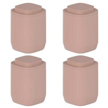 Imagem de 4X Porta Algodão Cotonete Bancada Banheiro Moderno Ou Marrom