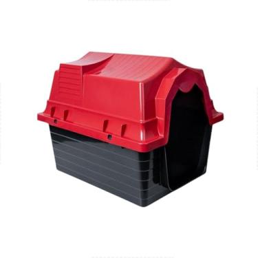Imagem de Casinha para Cachorro N3 em Plástico Resistente com Proteção UV, Ventilação Lateral e Fácil Montagem(Vermelha)