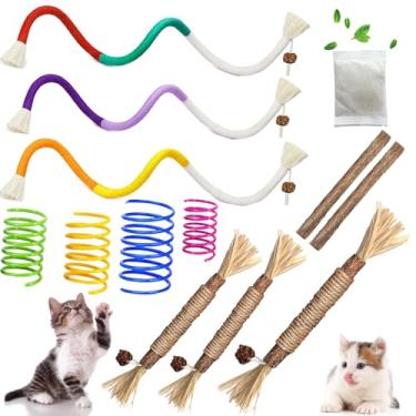 Imagem de itPlus Brinquedos para gatos, cordas de mastigar, bastões de Silvervine, brinquedos de corda de erva de gato para cuidados dentários de gatinhos, brinquedo de limpeza de dentes seguro para gatos