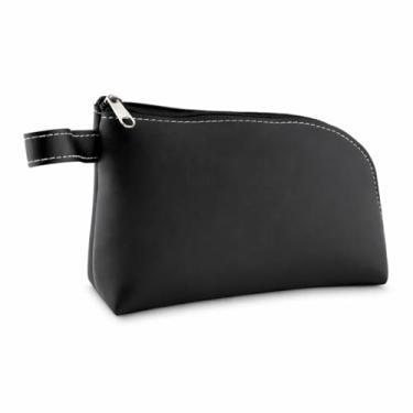 Imagem de Necessaire Slim com Alça em Couro Sintético Preto – Compacta, Leve e Elegante para Uso Diário