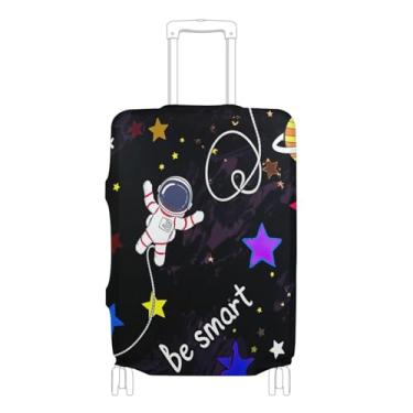 Imagem de Joisal Cute Astronautas Capa protetora de bagagem preta com elástico personalizado essencial de viagem para mulheres legal, P, serve para capa de 45 a 50 cm, Cute Astronauts Space Black, L 26-28 in