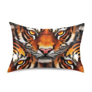 Imagem de Fronhas de cetim Cool King Queen Standard Cooling Soft Bed Pillow Sham tamanho padrão 66.0 cm x 50.8 cm Cool Orange Tiger Animal Print
