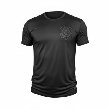 Imagem de Camisa Casual Corinthians All Black Logo Bordado Oficial, Preto, P